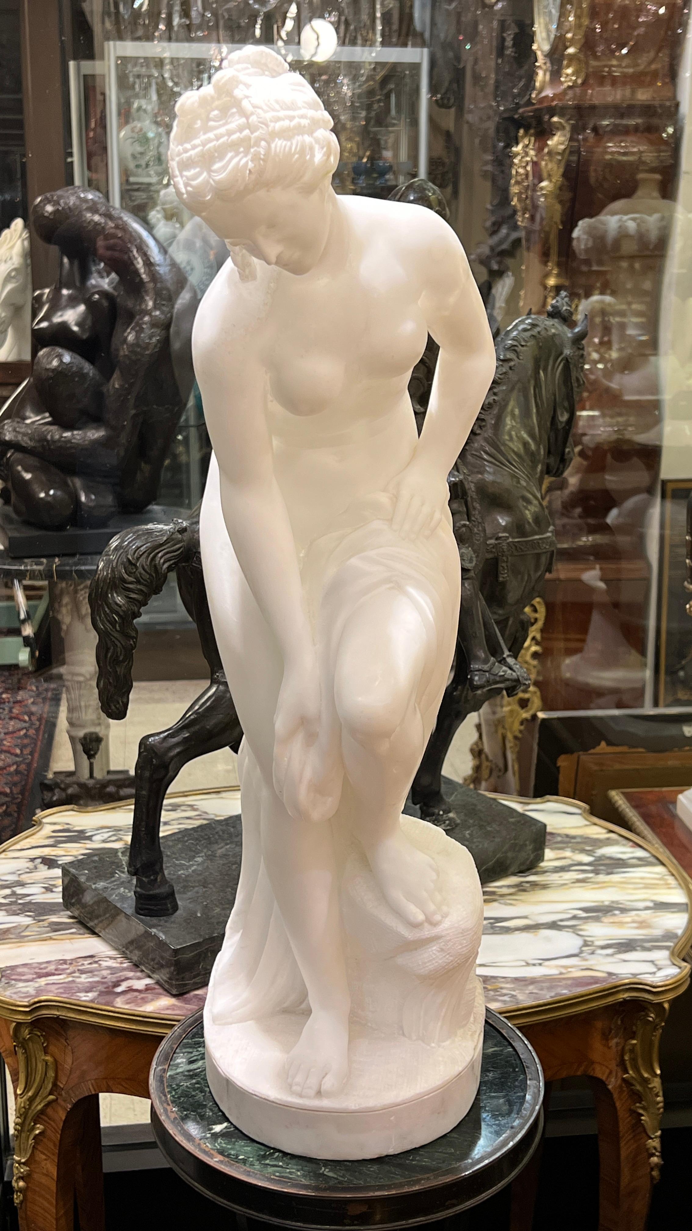 Grand Tour Italian Alabaster figure of Semi nude woman Bathing For Sale 10