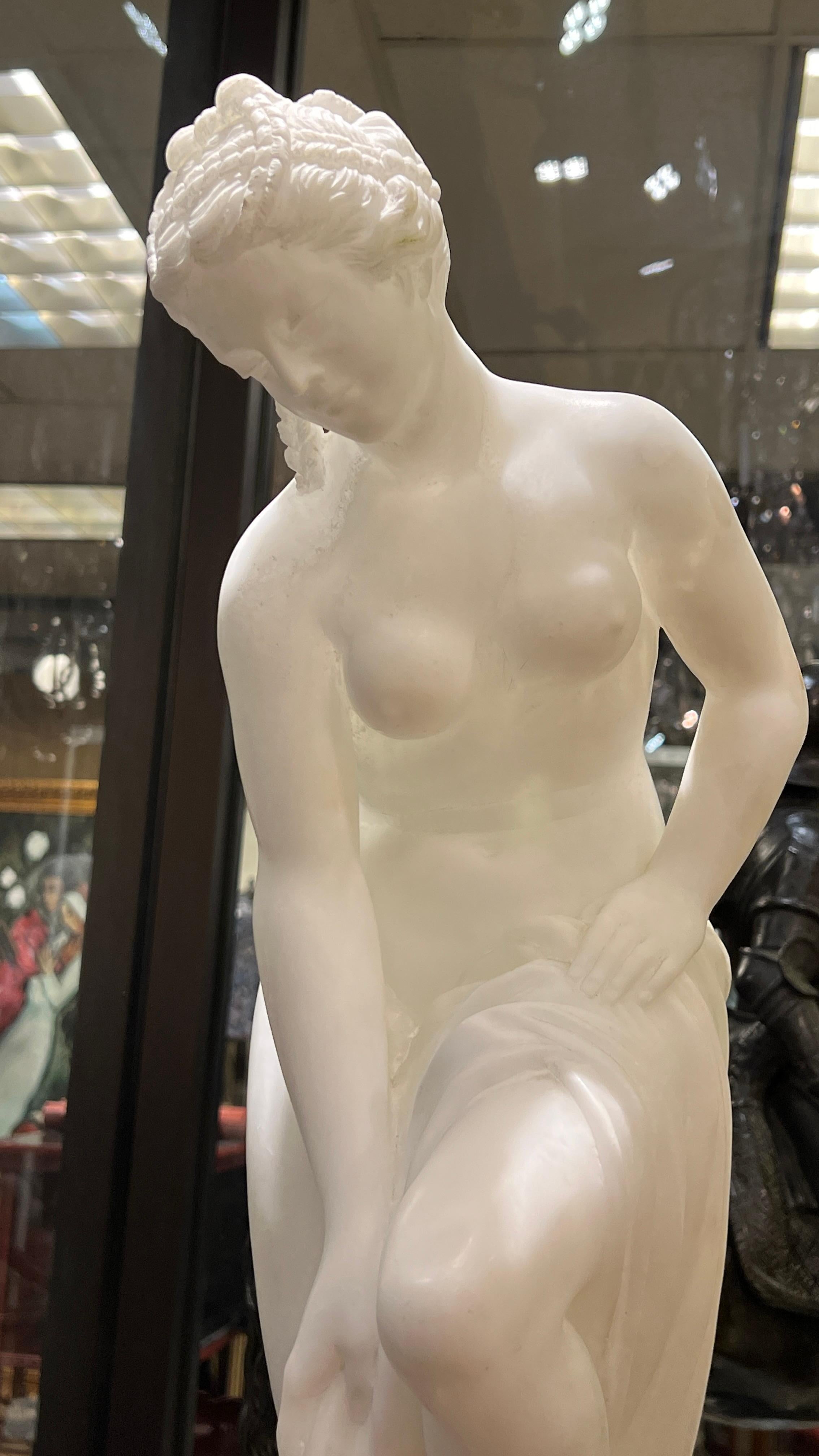Grand Tour Italian Alabaster figure of Semi nude woman Bathing For Sale 12