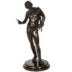 Sculpture italienne en bronze ancien de Narcisse par Giorgio Sommer
