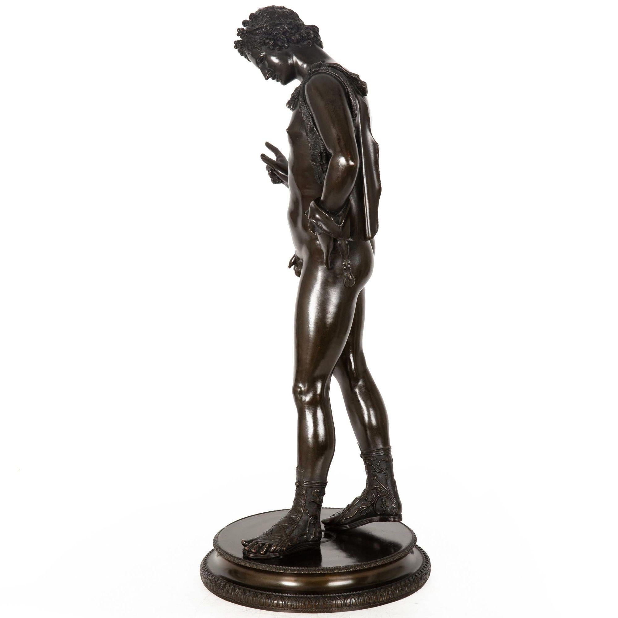 Grand Tour Italienische antike Bronzeskulptur des Narzissens von Giorgio Sommer, Grand Tour im Zustand „Gut“ im Angebot in Shippensburg, PA