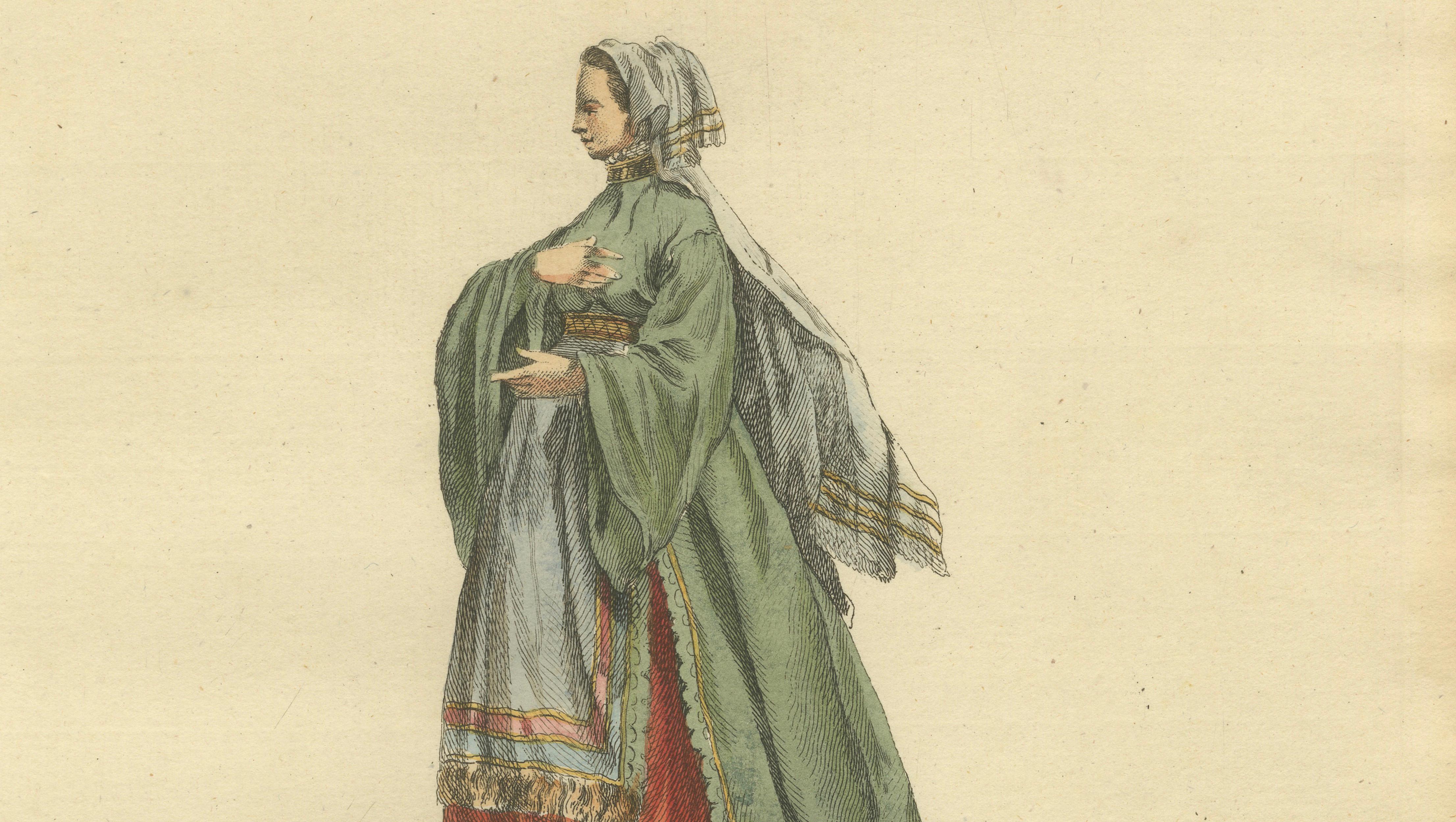 Grand Tour Italian Costume Prints, Naples & Ischia Ladies, Set of 2, 1749