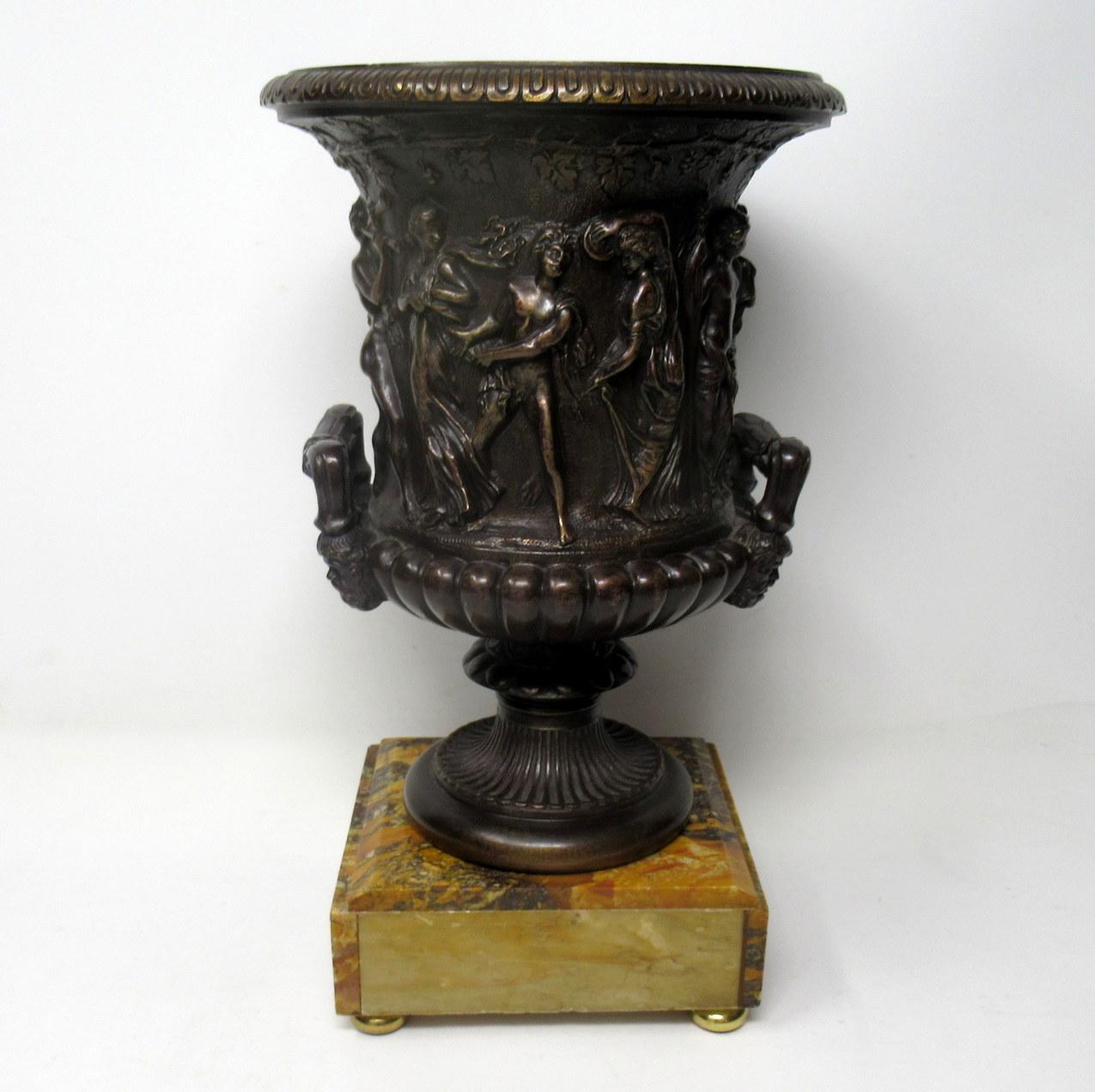 Regency Grand Tour Italian French Bronze Medici Urn Vase Sienna Marble, 19th Century