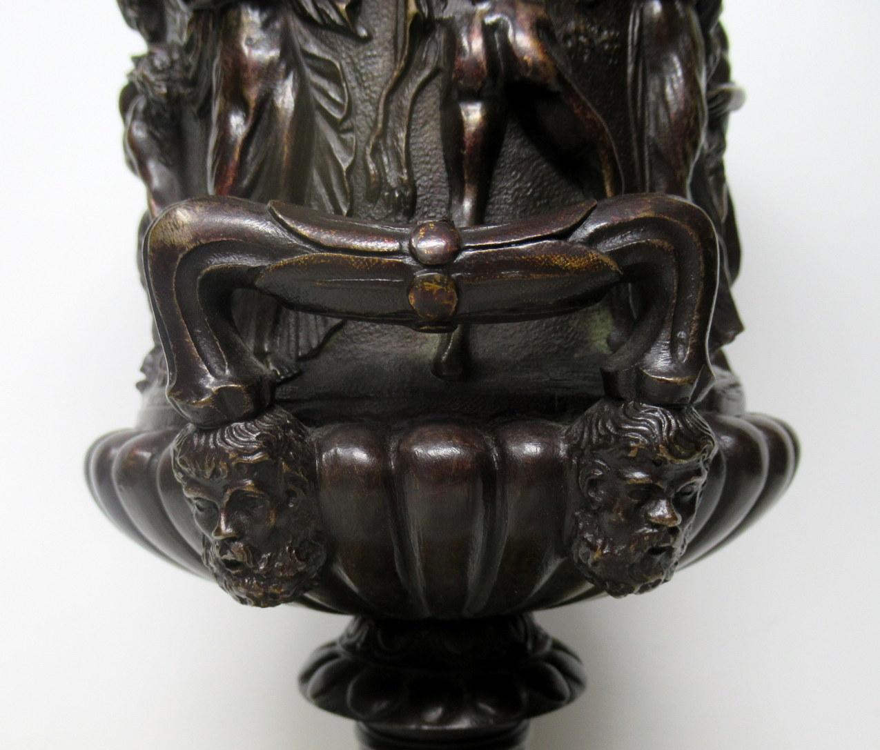 Grand Tour Italian French Bronze Medici Urn Vase Sienna Marble, 19th Century 3