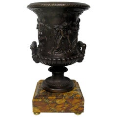 Grand Tour Italian French Bronze Medici Urn Vase Sienna Marble, 19th Century