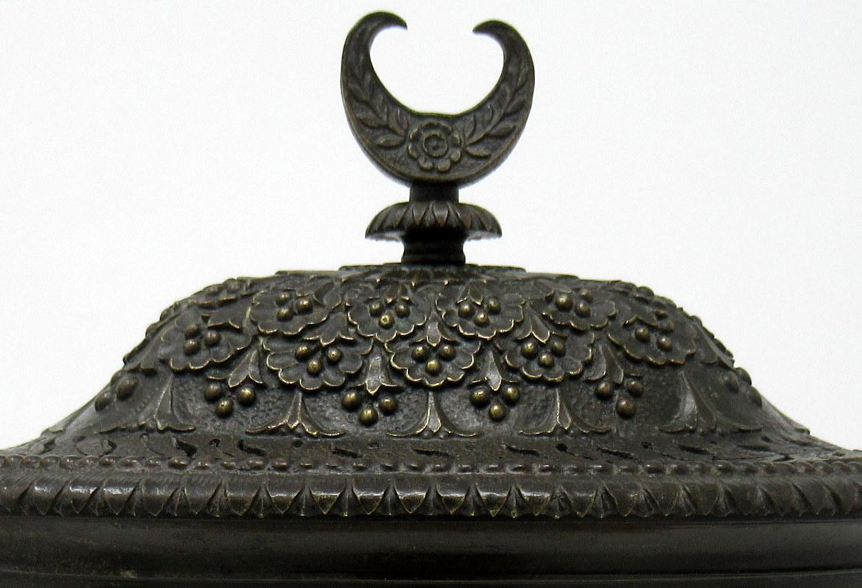 Cast Grand Tour Italian French Bronze Urn Vase Sienna Marble Potpourri, 19th Century