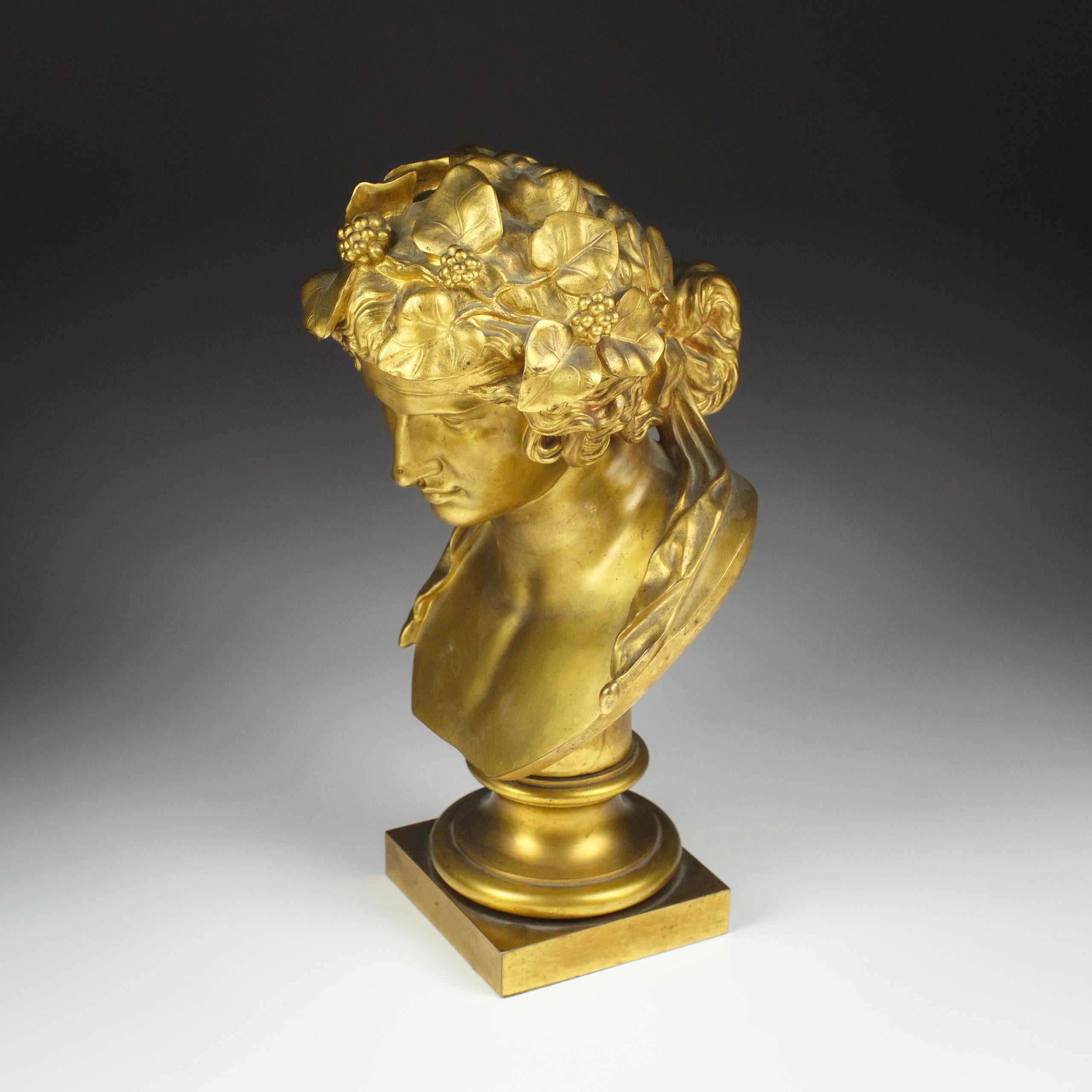 Busto in bronzo dorato Grand Tour di Antinoo come Dioniso in vendita 3