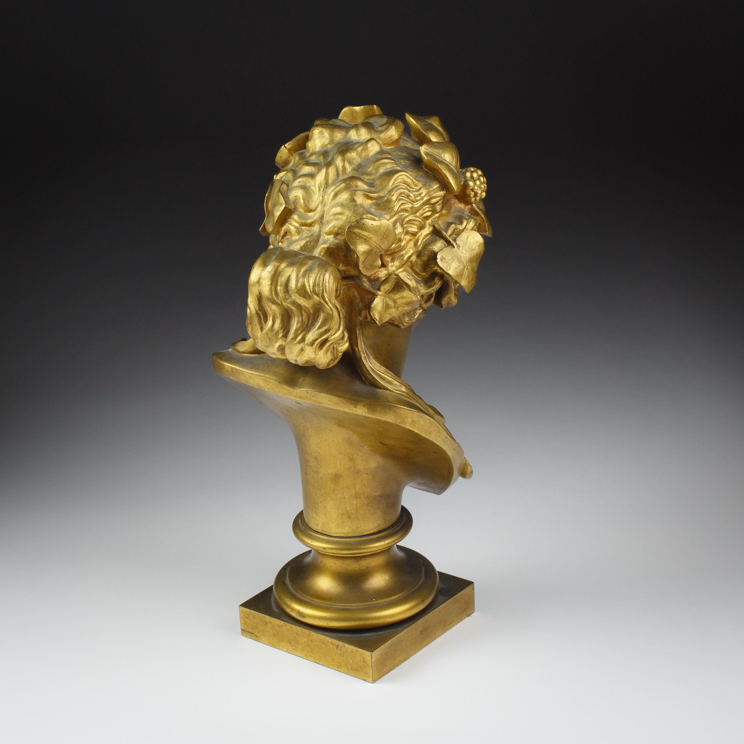 Busto in bronzo dorato Grand Tour di Antinoo come Dioniso in vendita 4