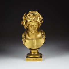 Grand Tour Italian Gilt Bronze Bust of Antinous as Dionysus