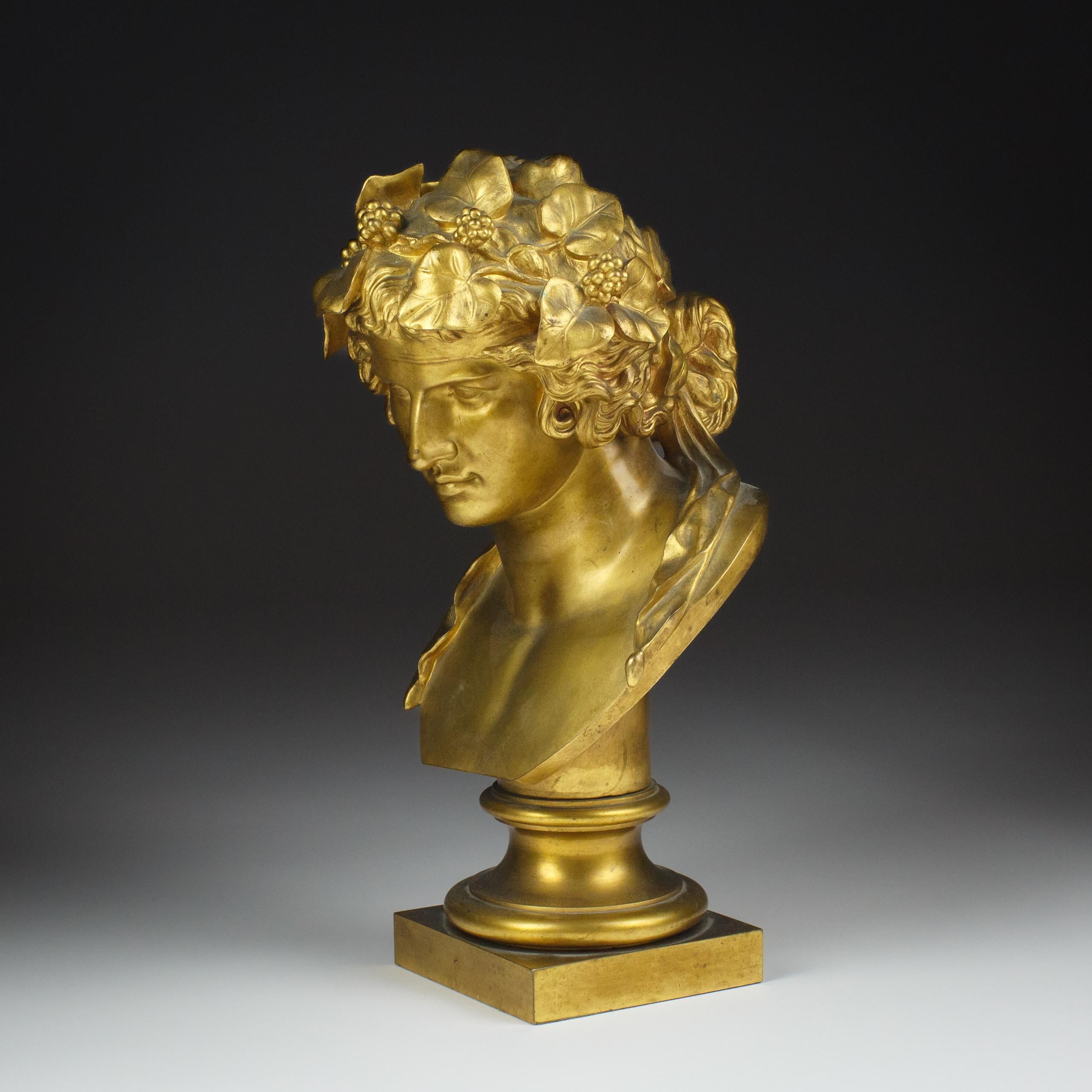 Bronzo Busto in bronzo dorato Grand Tour di Antinoo come Dioniso in vendita