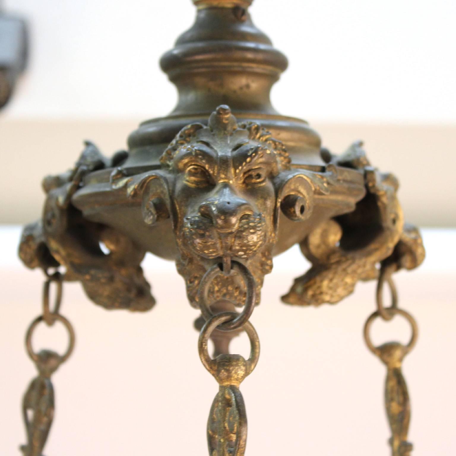 Lampe à huile italienne Grand Tour en bronze doré 2