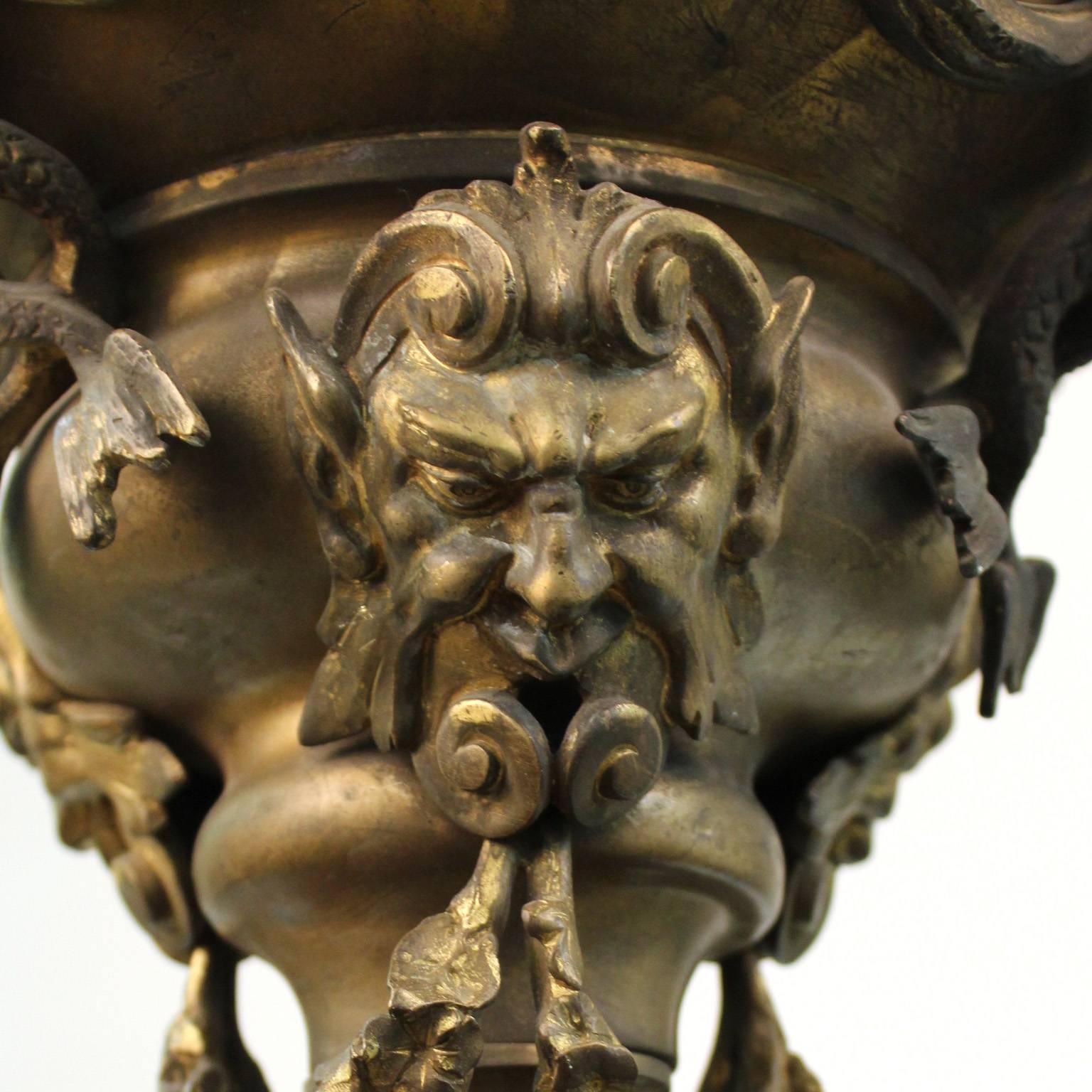 Grand Tour Italian Gilt Bronze Pendant Oil Lamp For Sale 4