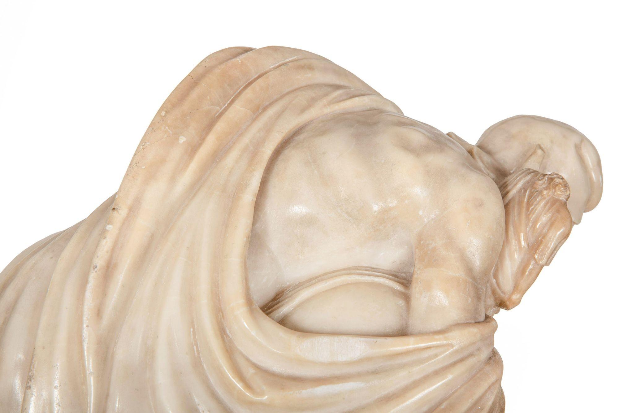 Grand Tour Italian Alabaster Antique Sculpture of “Aeneas Carrying His Father