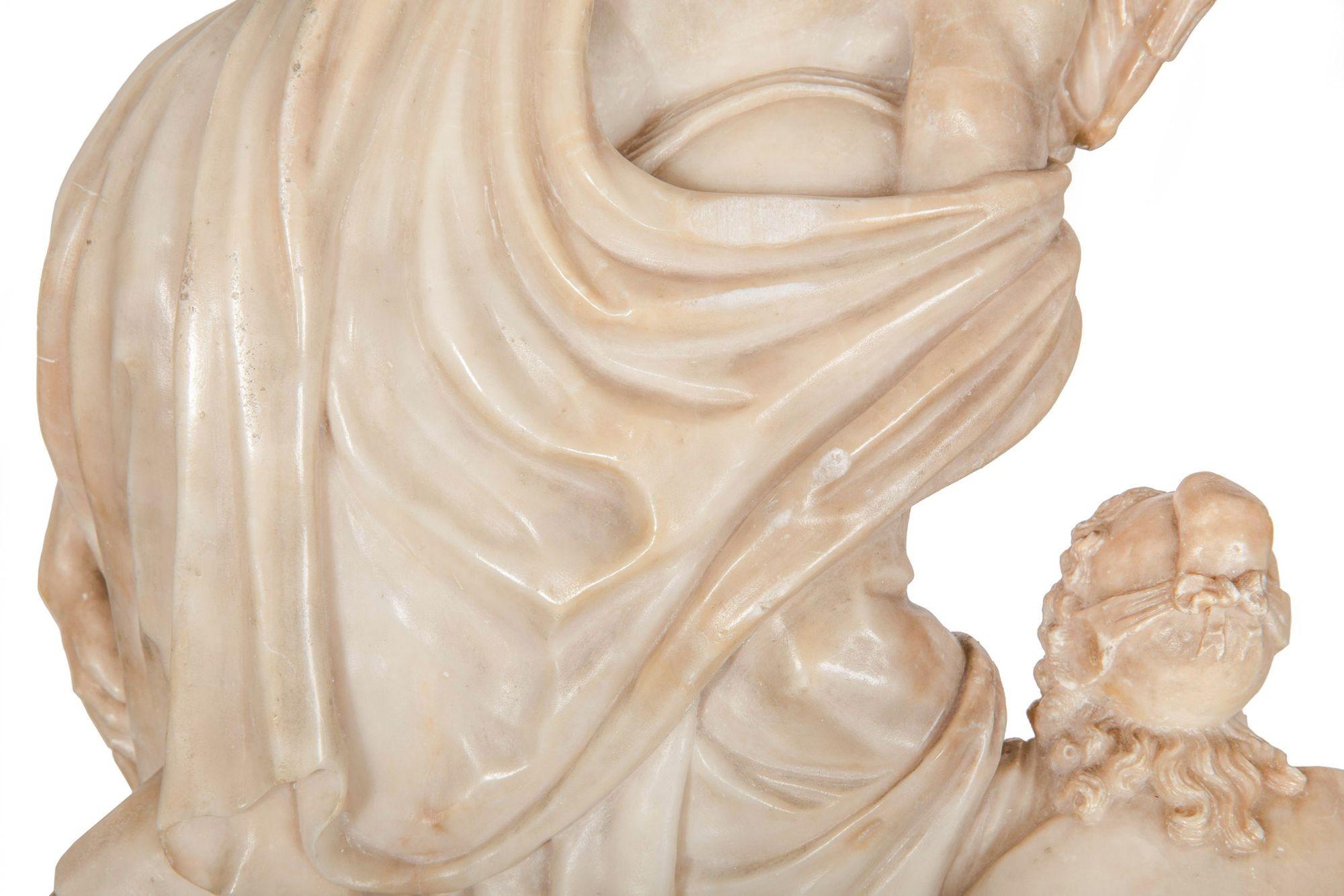 Grand Tour Italian Alabaster Antique Sculpture of “Aeneas Carrying His Father