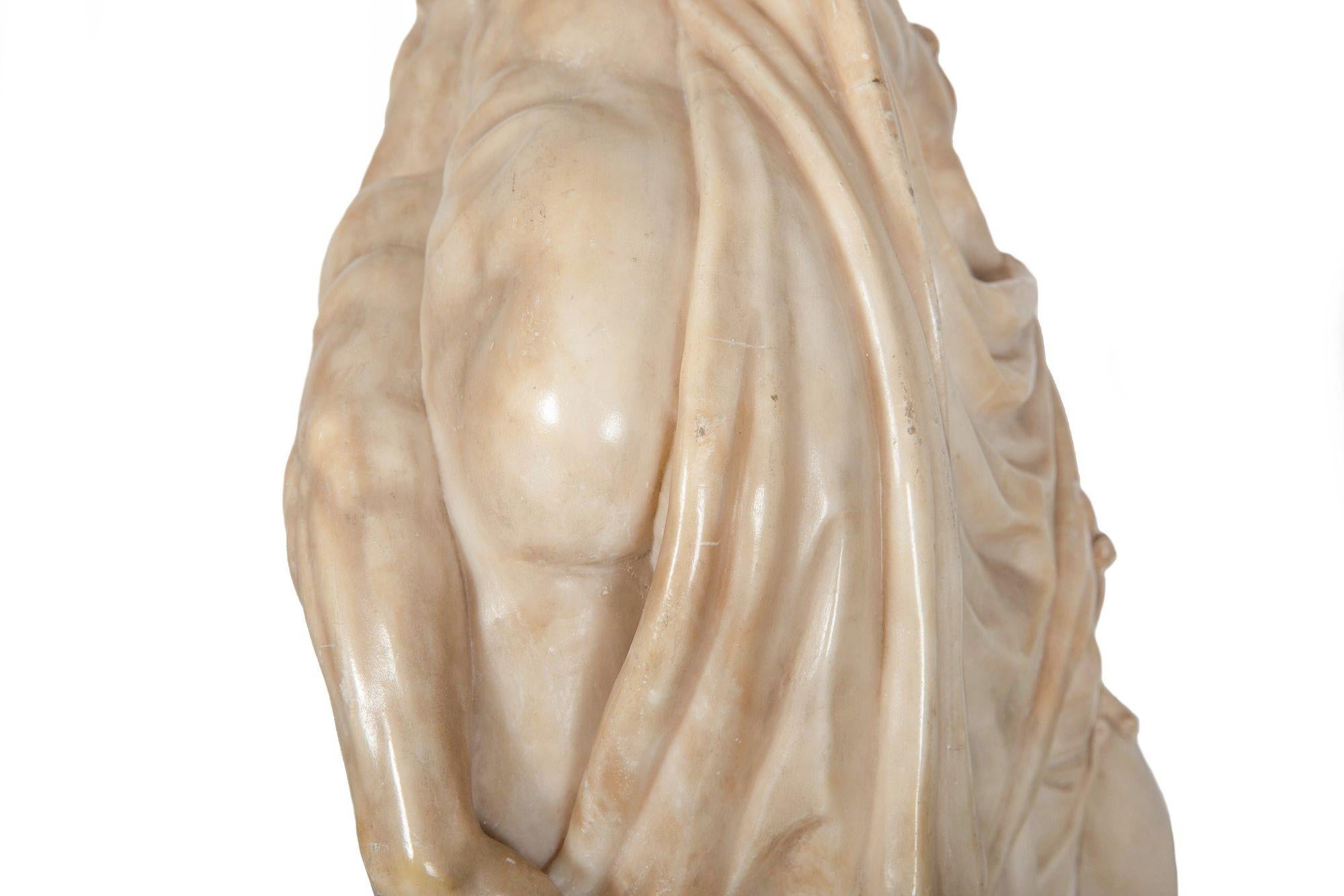 Grand Tour Italian Alabaster Antique Sculpture of “Aeneas Carrying His Father