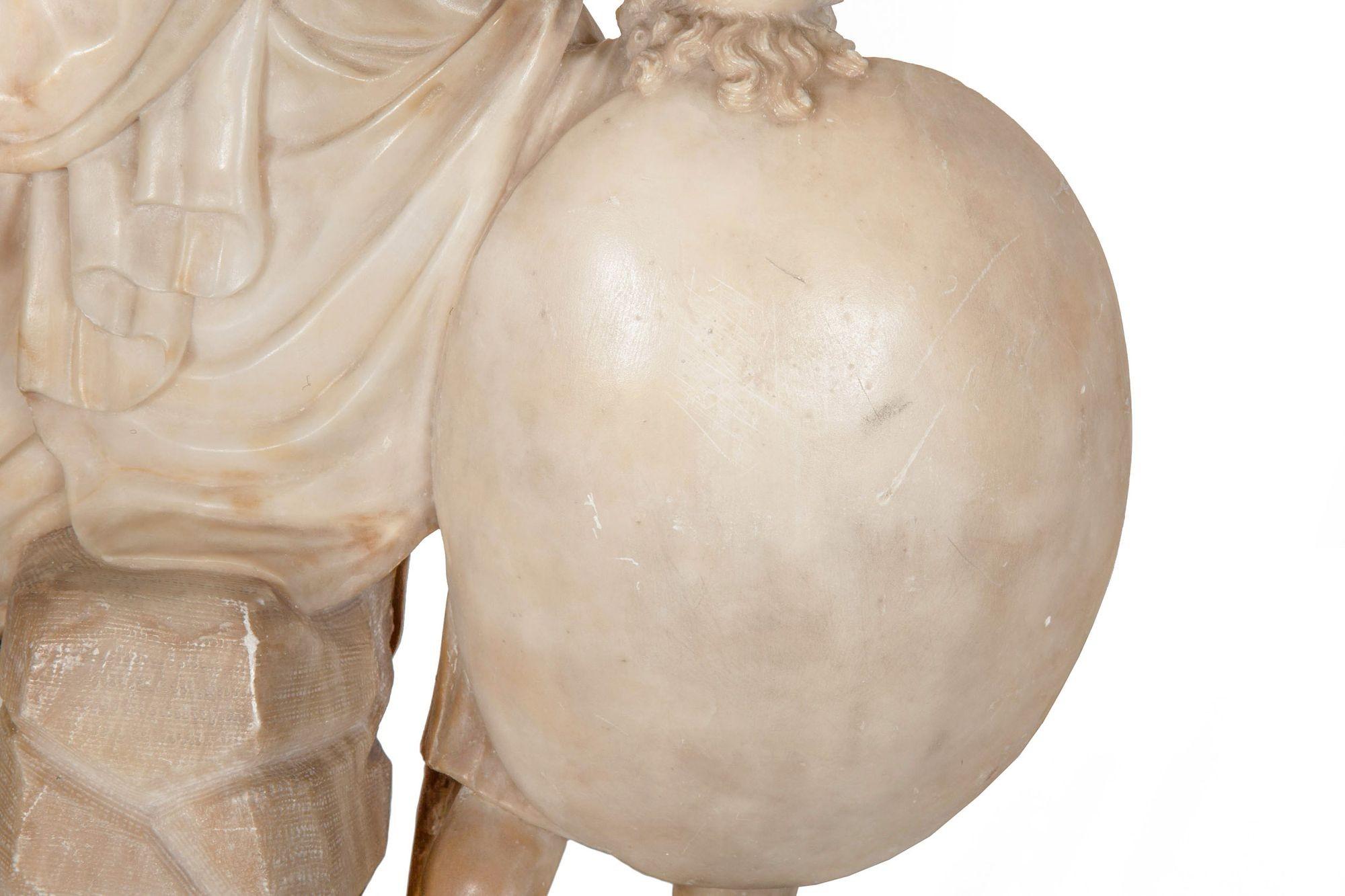 Grand Tour Italian Alabaster Antique Sculpture of “Aeneas Carrying His Father