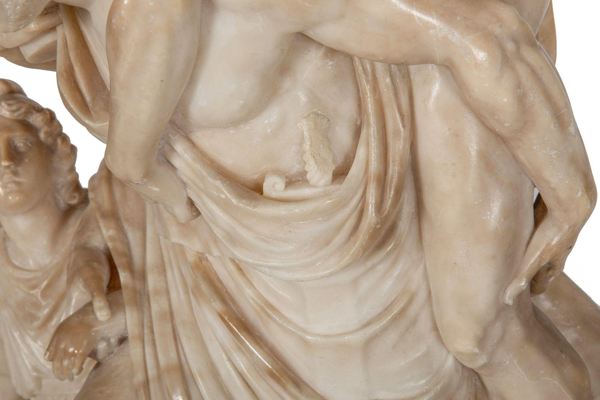 Grand Tour Italian Alabaster Antique Sculpture of “Aeneas Carrying His Father
