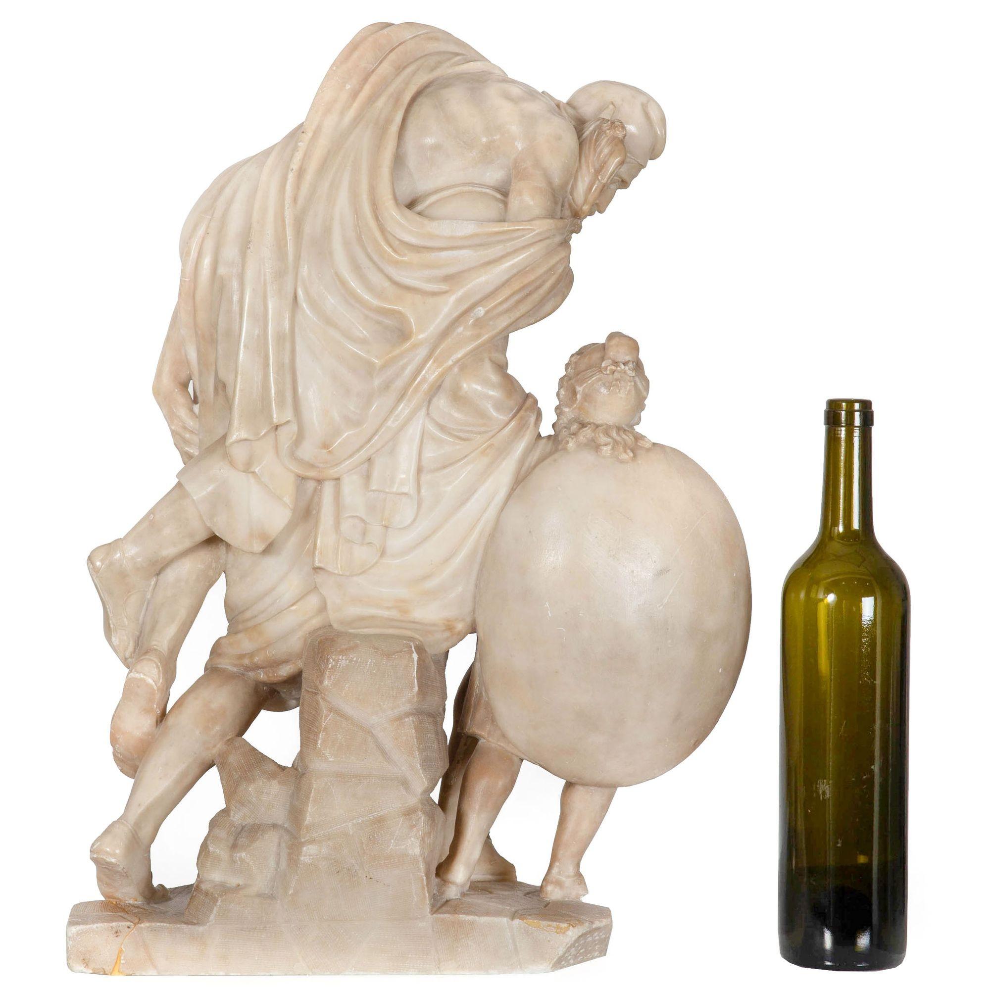 Grand Tour Italian Alabaster Antique Sculpture of “Aeneas Carrying His Father