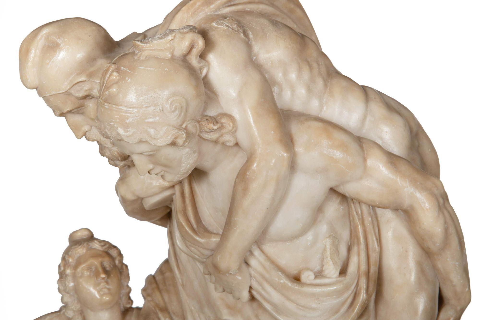 Grand Tour Italian Alabaster Antique Sculpture of “Aeneas Carrying His Father