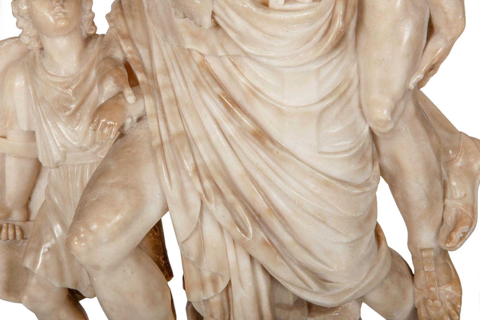 Grand Tour Italian Alabaster Antique Sculpture of “Aeneas Carrying His Father