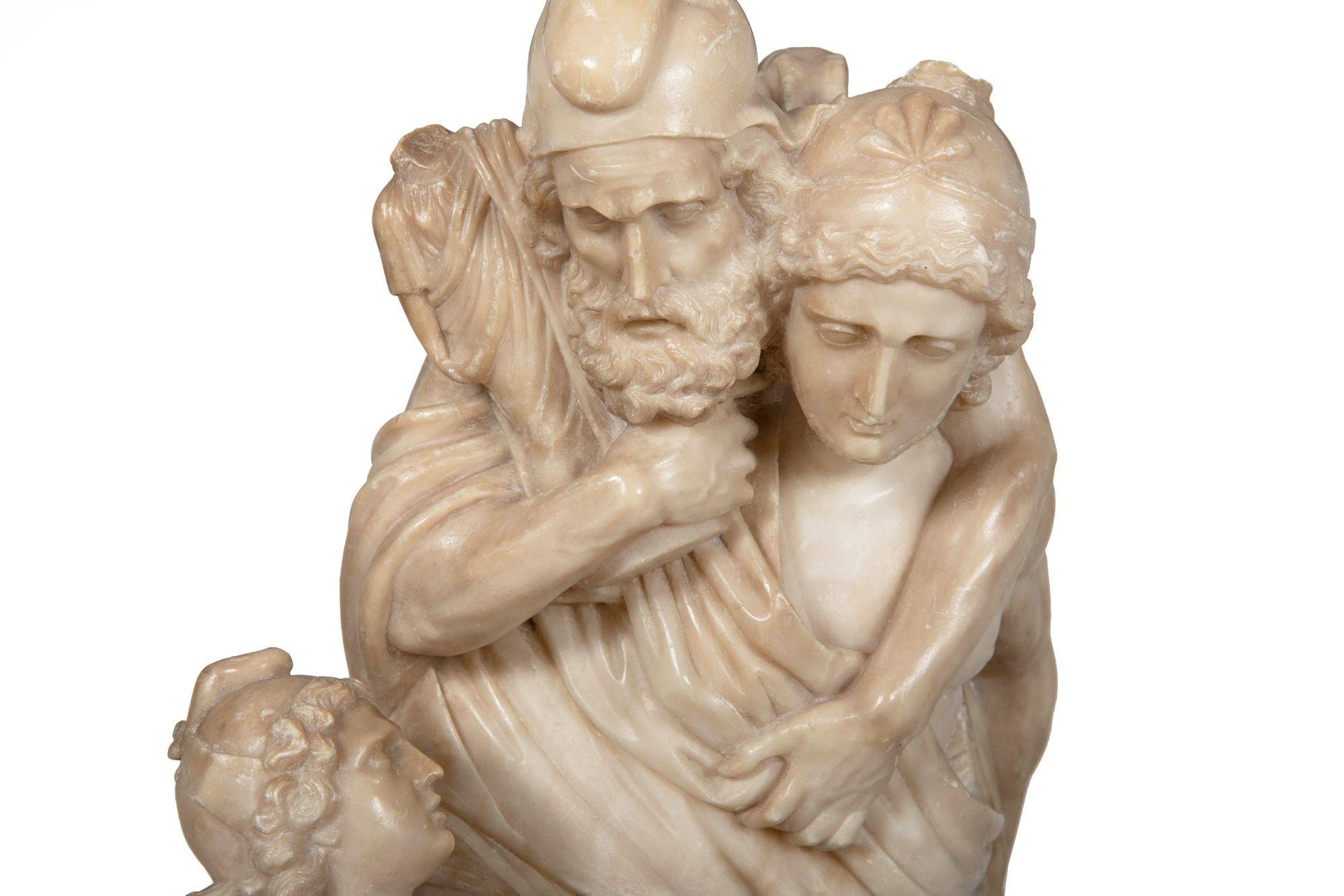 Grand Tour Italian Alabaster Antique Sculpture of “Aeneas Carrying His Father