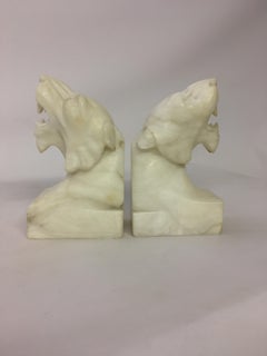 Grand Tour Italian Marble Tiger Bookends