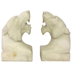 Grand Tour Italian Marble Tiger Bookends
