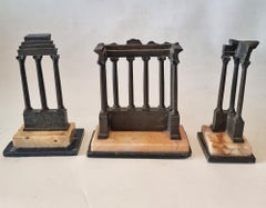 Grand tour Italian ruined temples of Rome in patinated bronze and marble