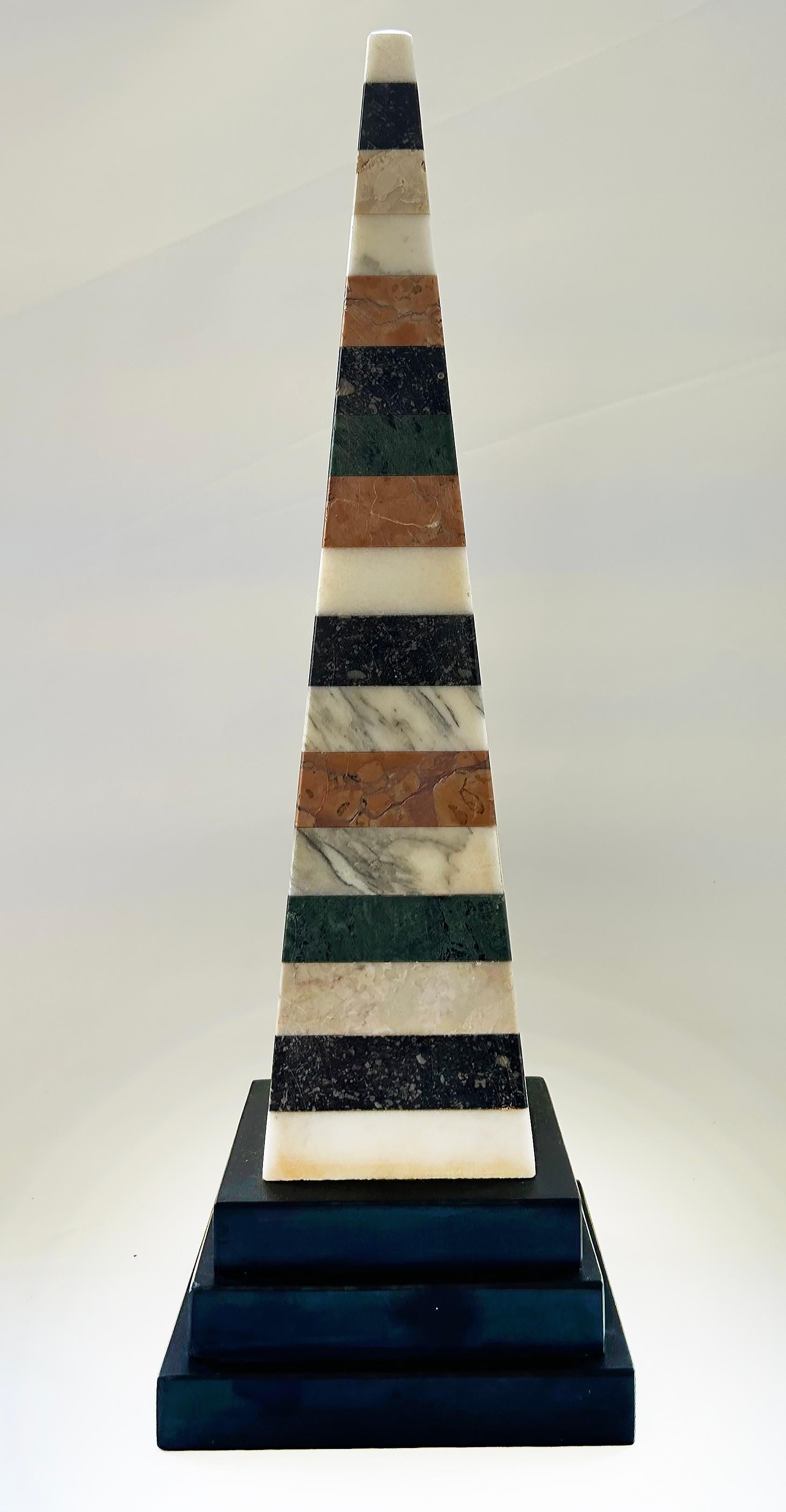 Grand Tour Italian Specimen Marble Pair of Lovely Obelisks In Good Condition For Sale In Miami, FL