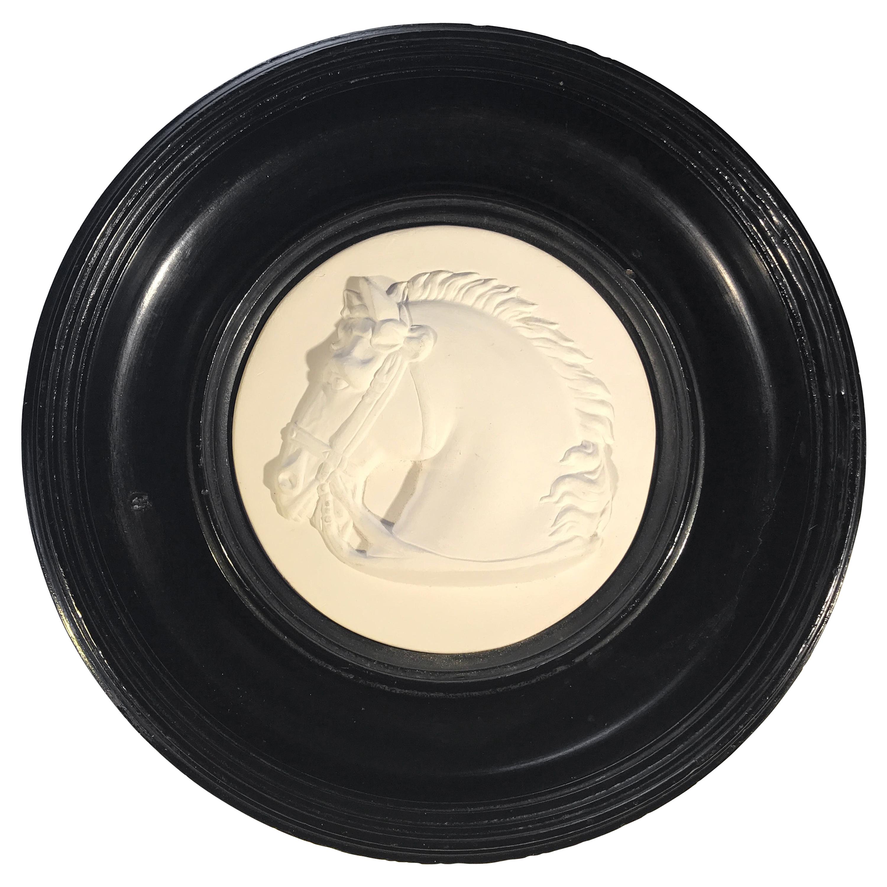Grand Tour Italy Souvenir, Plaster Stallion Bas-Relief Medallion