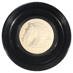 Antique Grand Tour Italy Souvenir, Plaster Stallion Bas-Relief Medallion