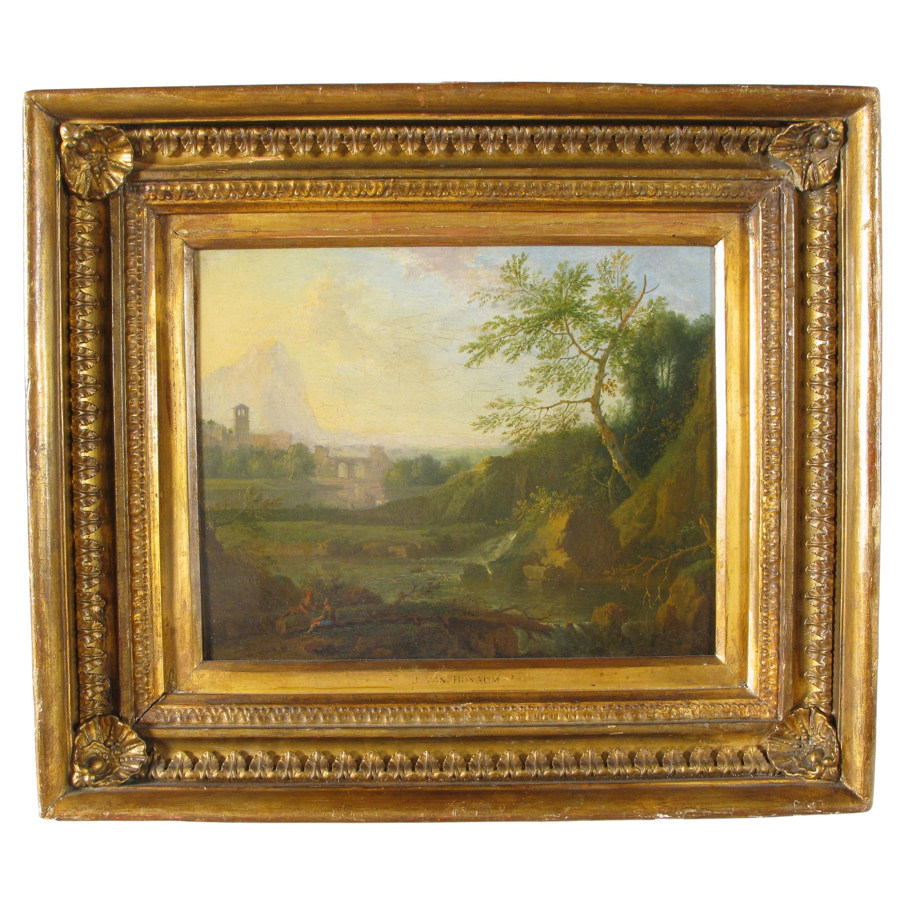 Grand Tour, Landscape of the Roman Countryside with Architecture and Characters For Sale