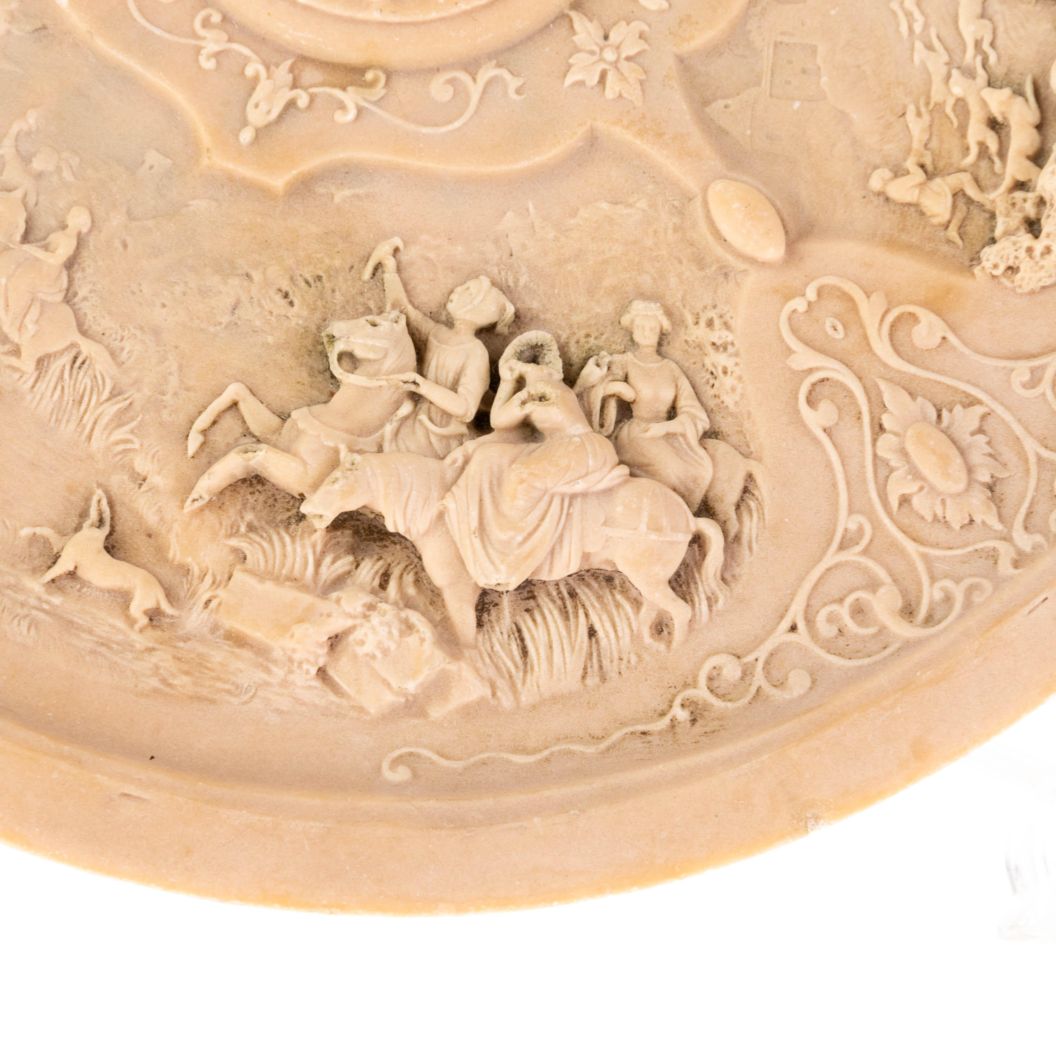 Grand Tour Lava Cameo Relief Hunting Plaque In Good Condition For Sale In Nottingham, GB