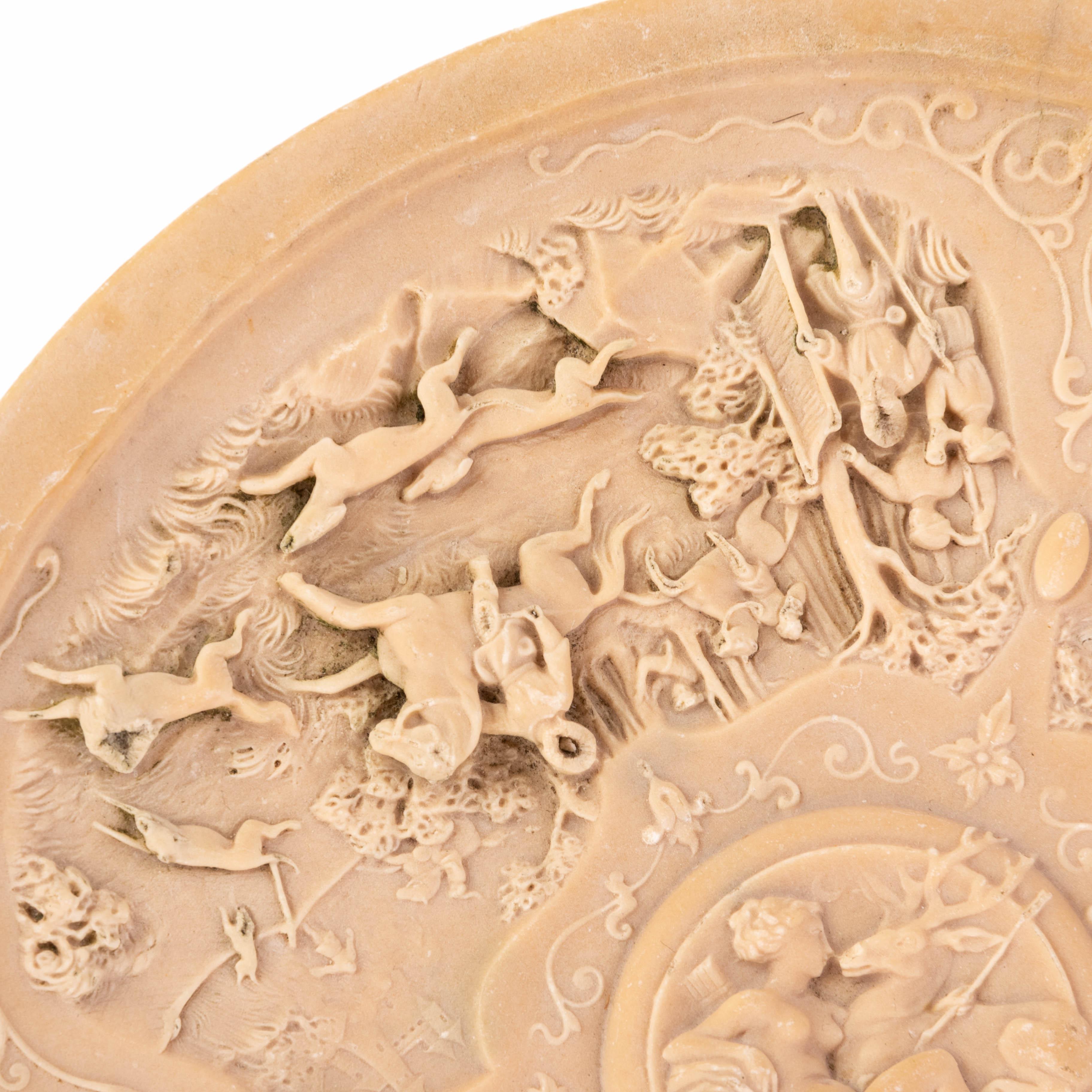 19th Century Grand Tour Lava Cameo Relief Hunting Plaque For Sale