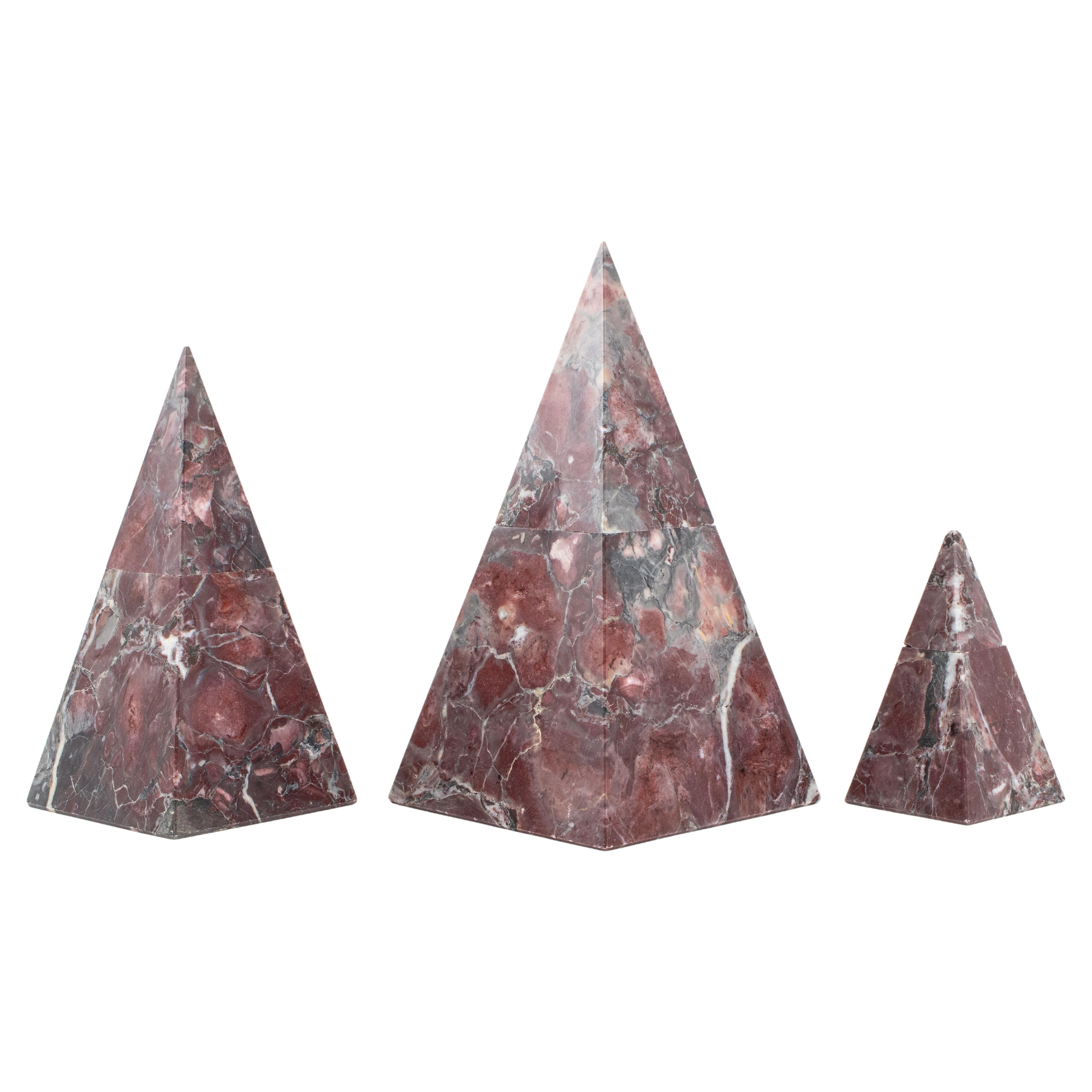 Grand Tour Manner Italian Jasper Pyramidal Jars