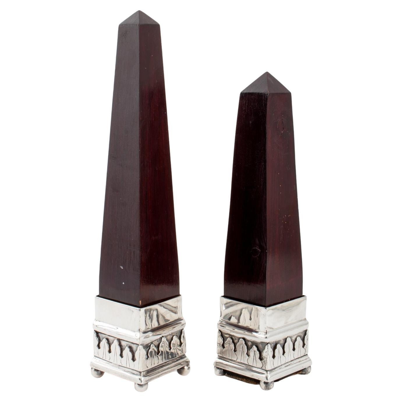 Grand Tour Manner Mahogany Obelisks, Pair For Sale