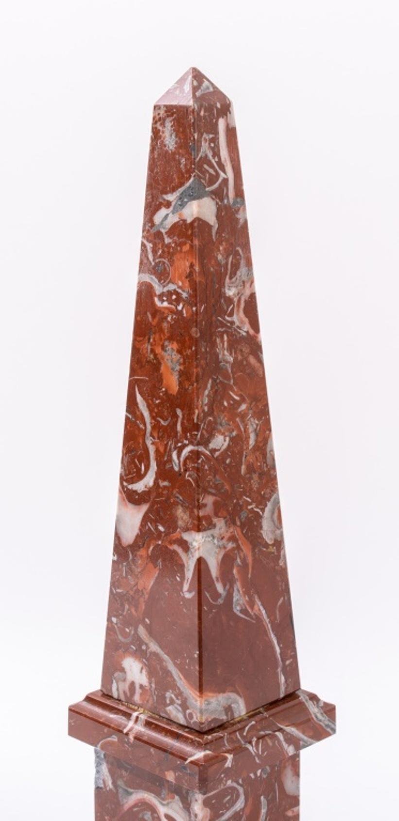 Grand Tour Manner Red Jasper Marble Obelisk In Good Condition For Sale In New York, NY