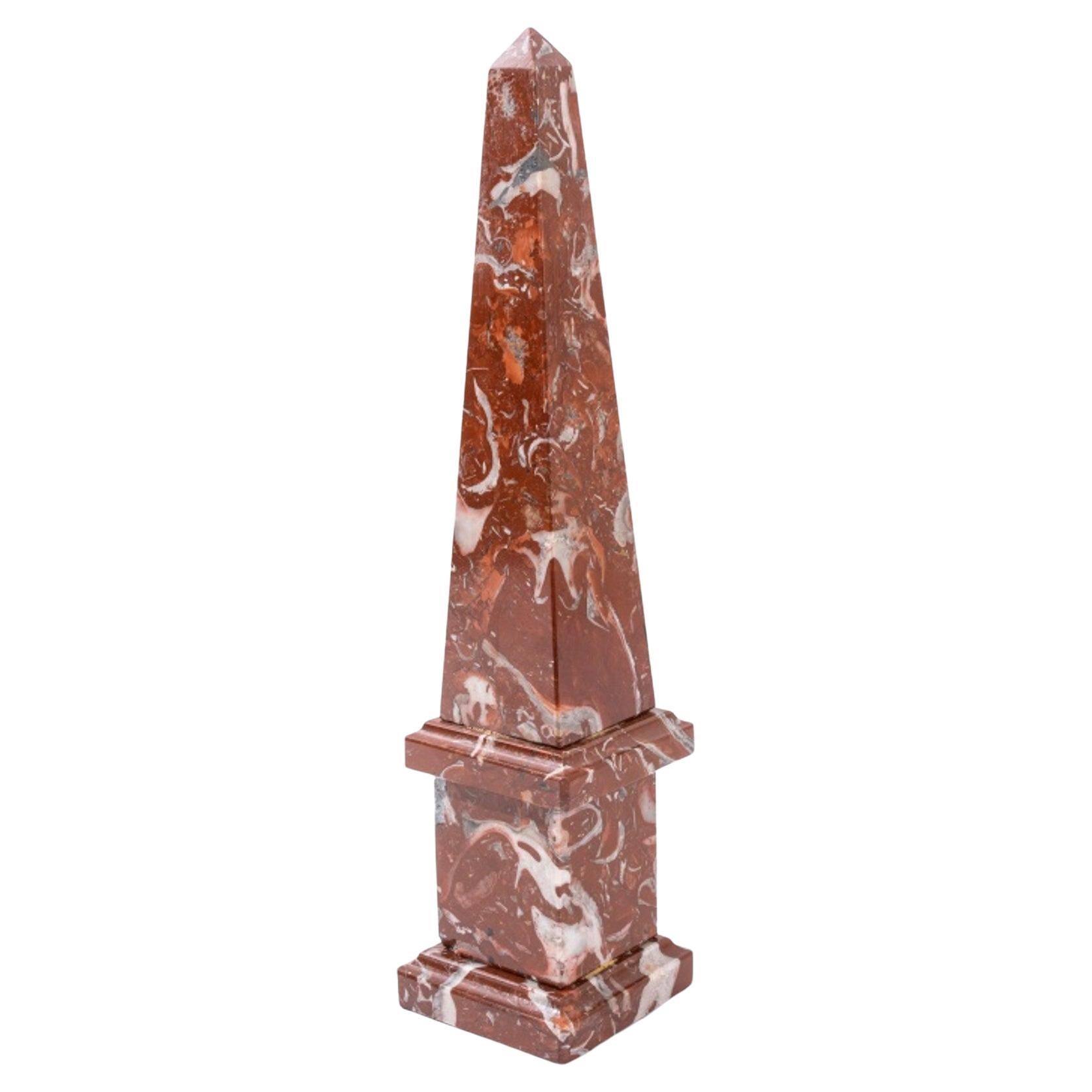 Grand Tour Manner Red Jasper Marble Obelisk For Sale