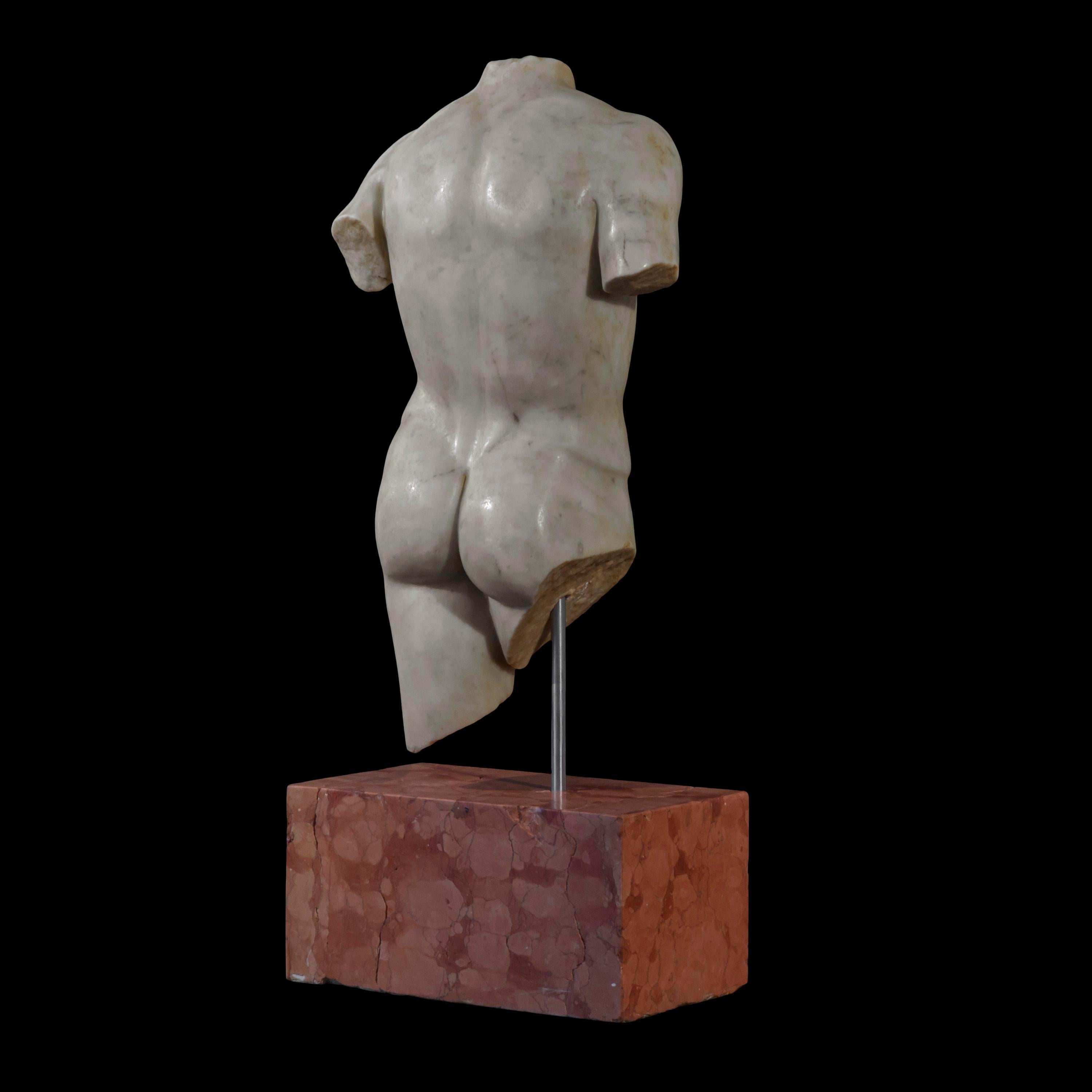 Hand-Carved Grand Tour Marble Torso of an Athlete