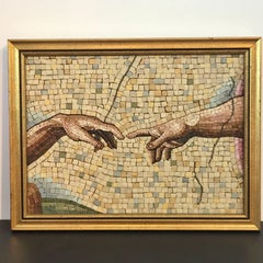 Grand Tour Micro Mosaic Detail of Michelangelo's Creazione di Adamo