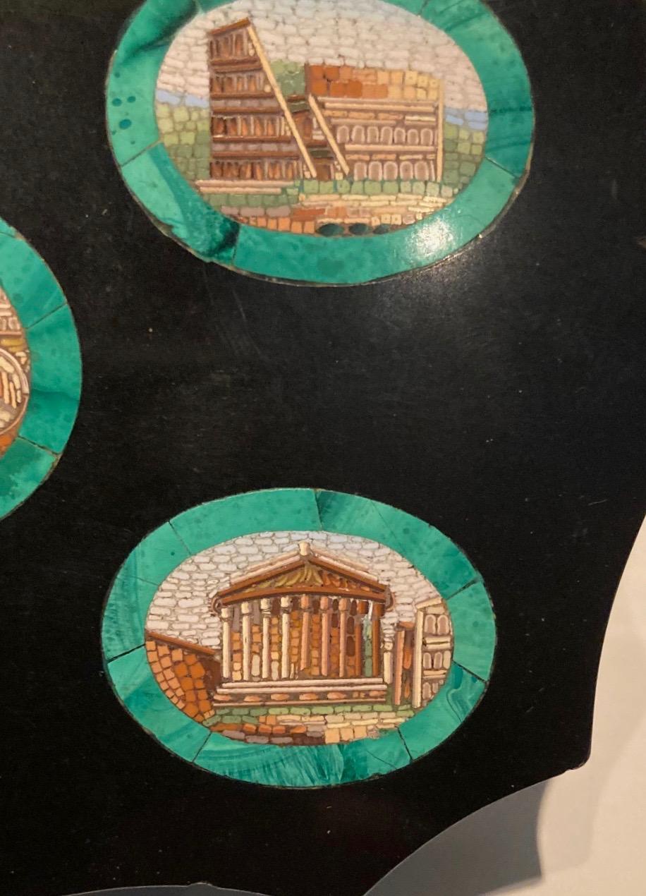 Italian Grand Tour Micro Mosaic Paperweight Depicting 5 Ancient Roman Monuments