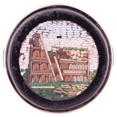 Viktorianischer Grand Tour Mikro-Mosaik-Ring in 9k Gold, Antikes Kolosseum aus Italien