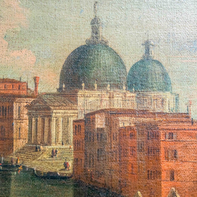 Grand Tour Mid-18th Century Rectangular Venice Framed Oil on Canvas