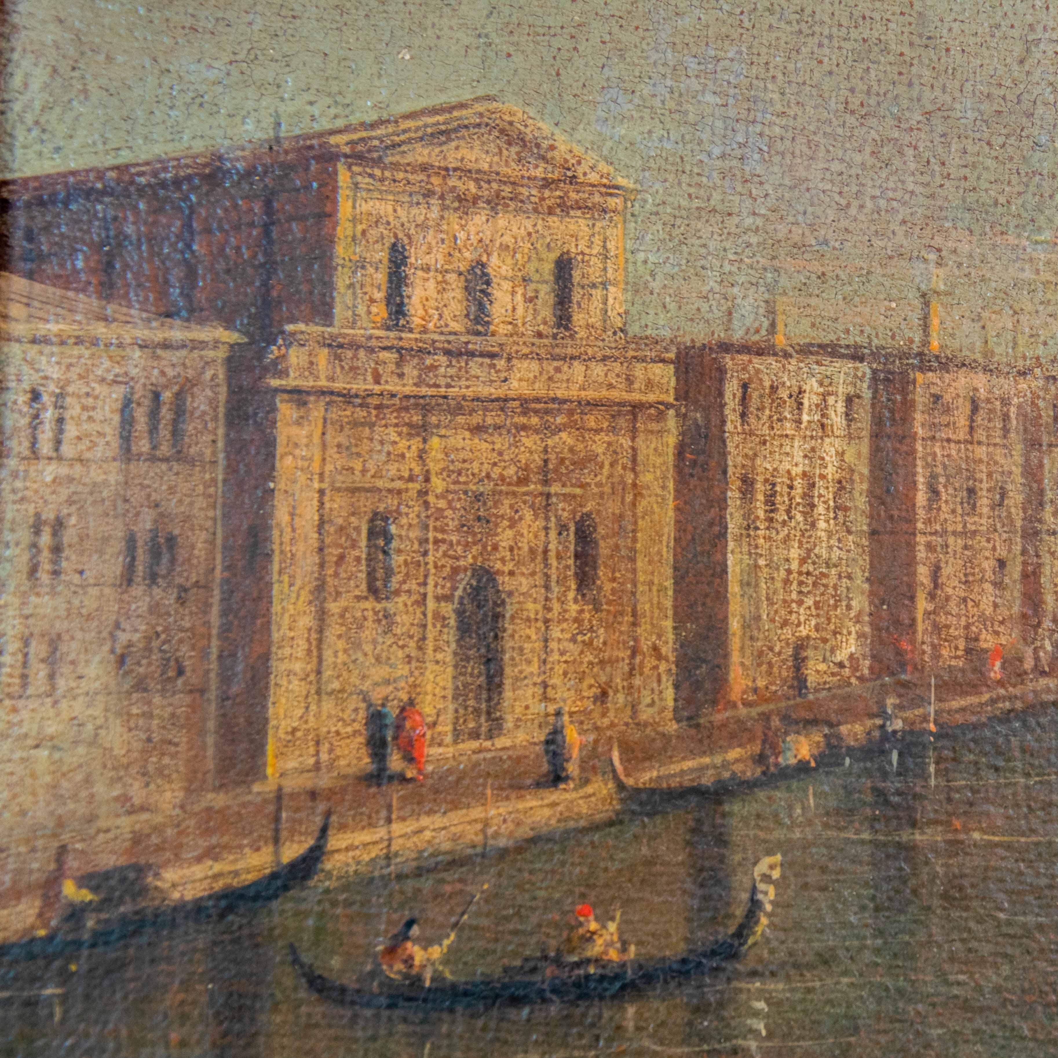 Italian Grand Tour Mid-18th Century Rectangular Venice Framed Oil on Canvas Painting