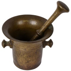 Grand Tour Middle 19th Century Handmade Bronze Pharmaceutic Mortar with Pestle