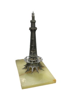 Grand Tour Minar e Pakistan Model Tower Statue Marble Base 1970s