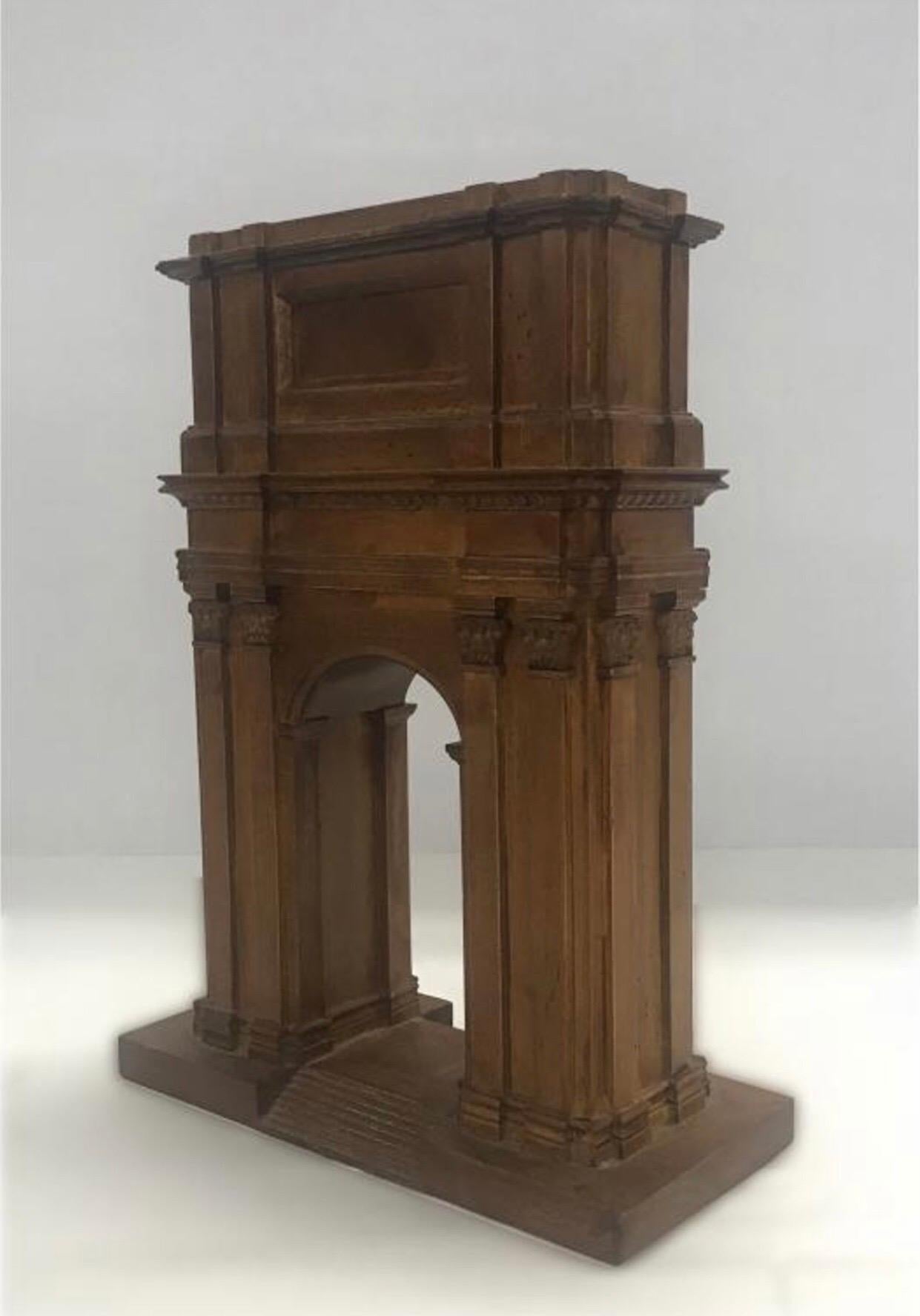 Carved Grand Tour Model of a Boxwood Triumphal Arch, Italian, 19th Century