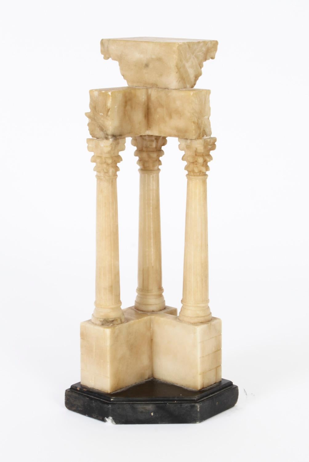 A grand tour model of the Temple of Vespasian, 

A lovely Grand Tour simulated marble model of the Temple of Vespasian and Titus, mid 20th century in date.

The beautifully realistic model features the three remaining corner Corinthian columns