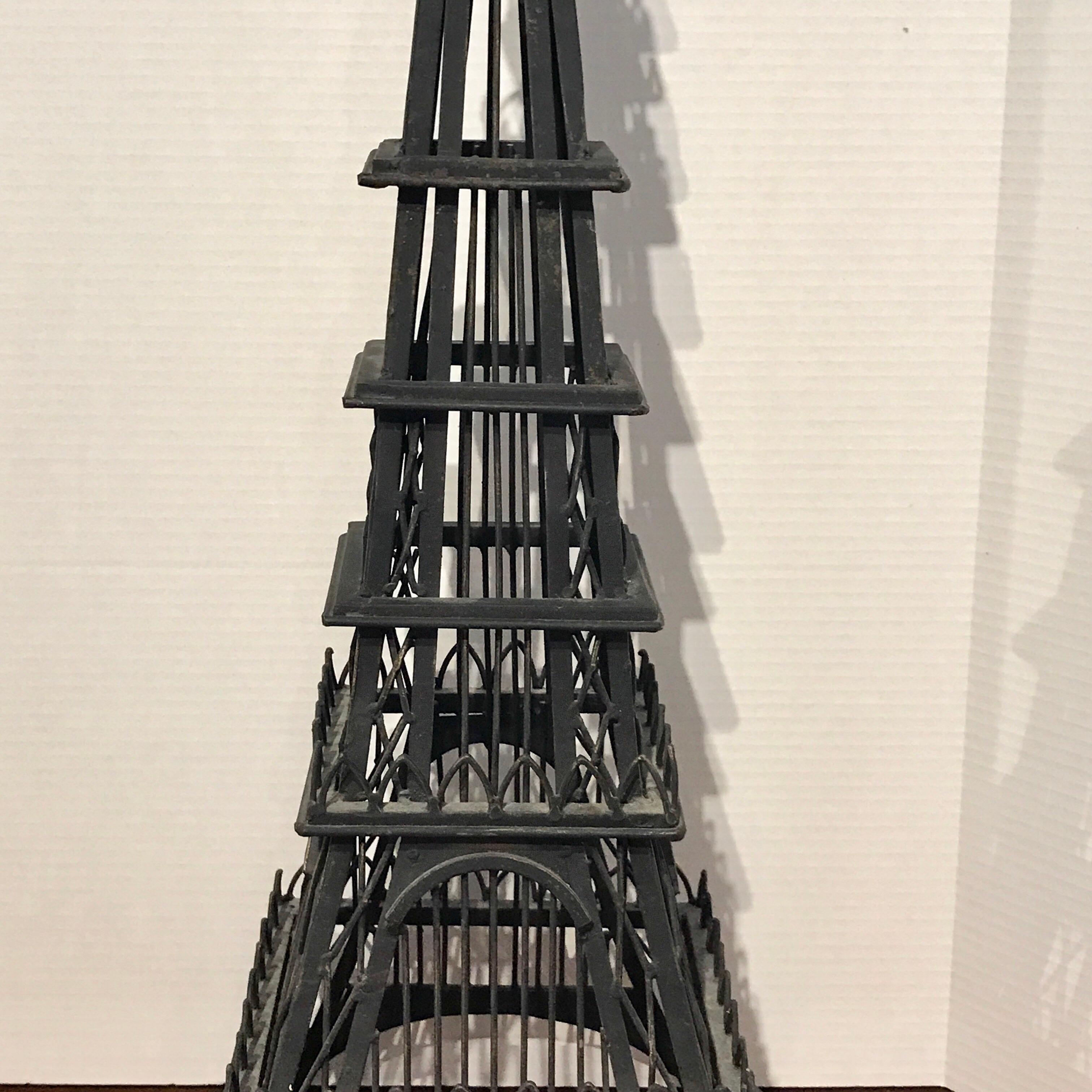 Grand Tour model of the Eiffel Tower, now as a lamp, newly wired. The architectural model stands 30