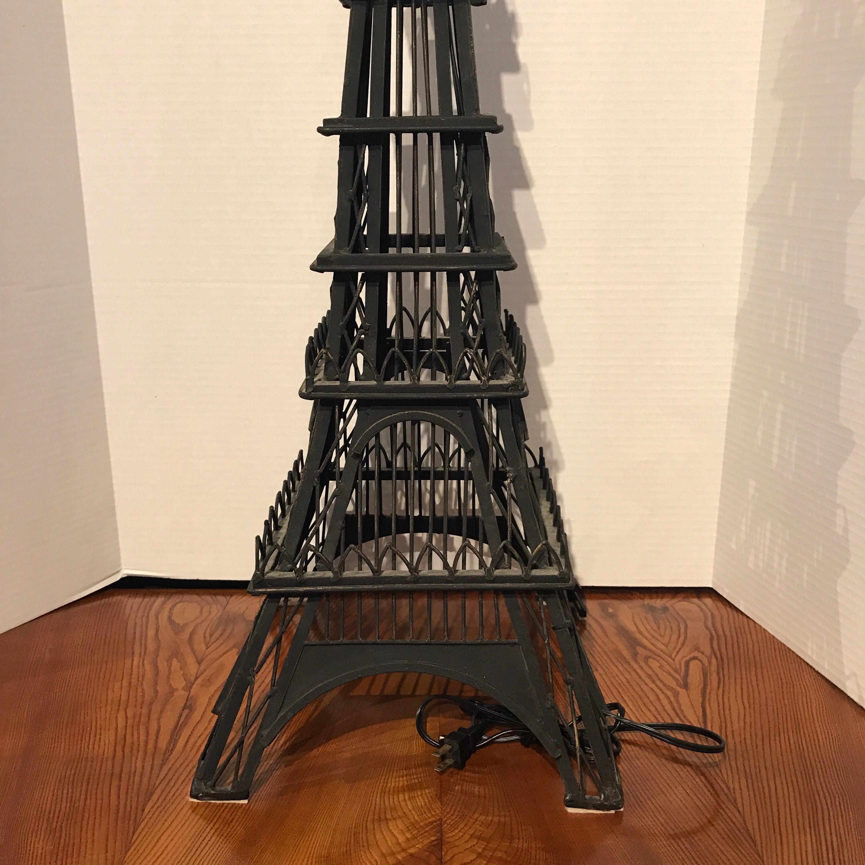 Wrought Iron Grand Tour Model of the Eiffel Tower, Now as a Lamp For Sale