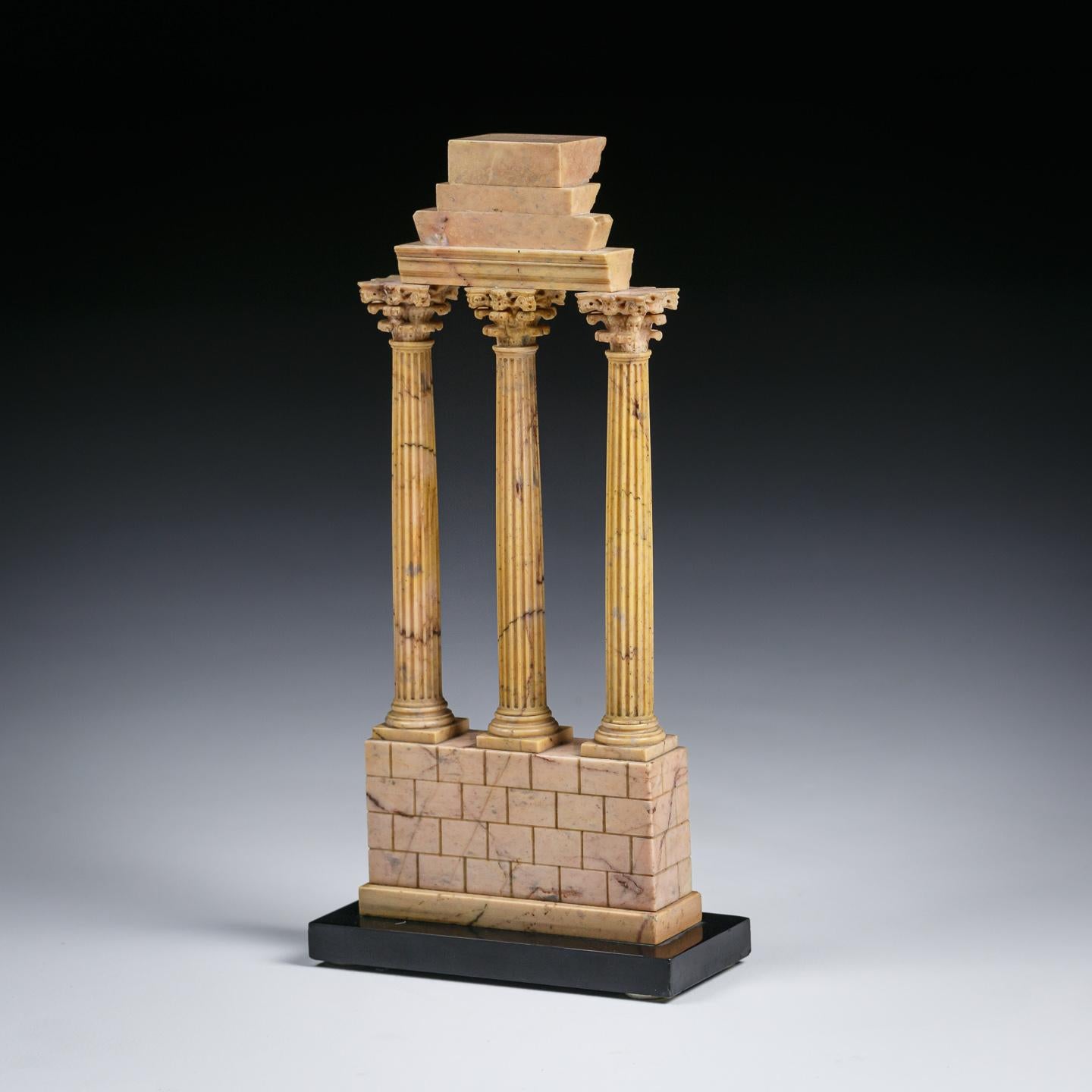 Italian Grand Tour Model of the Temple of Caster and Pollux in Giallo Antico For Sale
